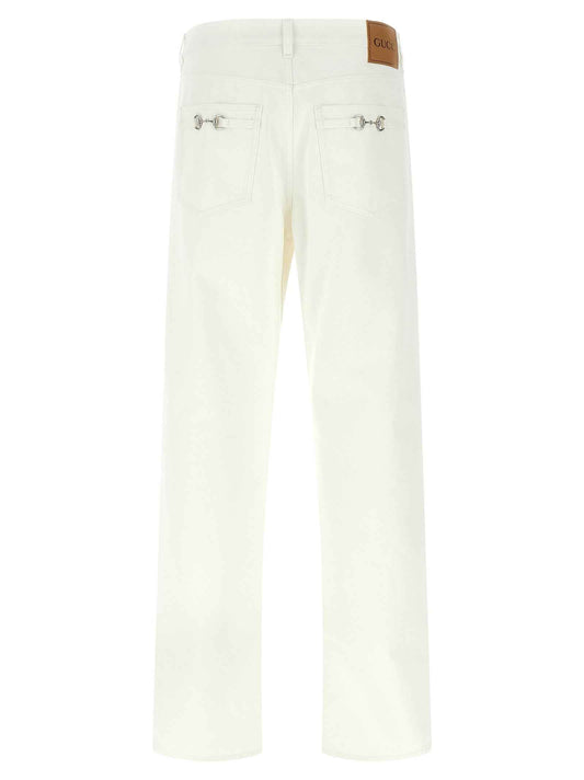 White Cotton Straight-Leg Jeans
