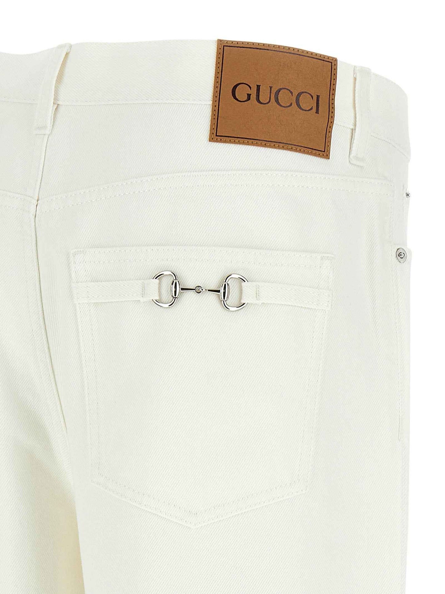 White Cotton Straight-Leg Jeans