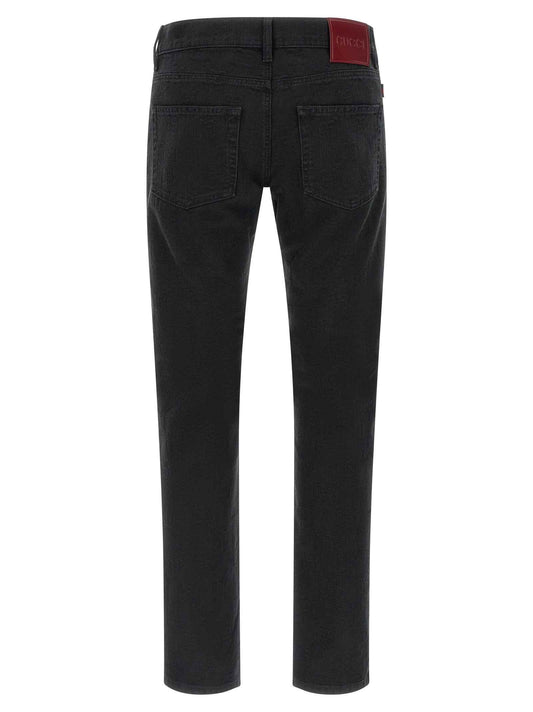 Black Cotton Straight-Leg Jeans