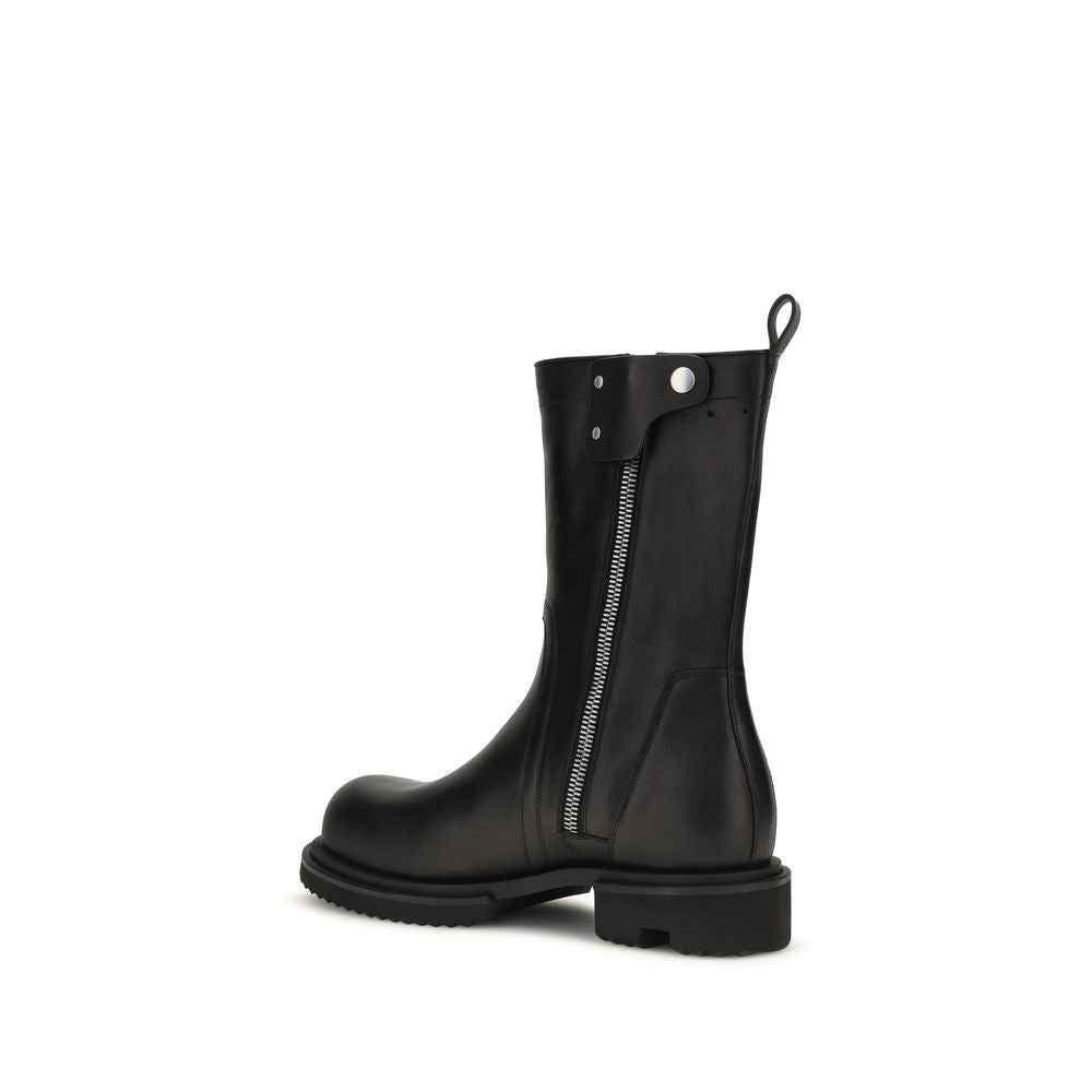 Black Calf Leather Bos Taurus Flat Boots