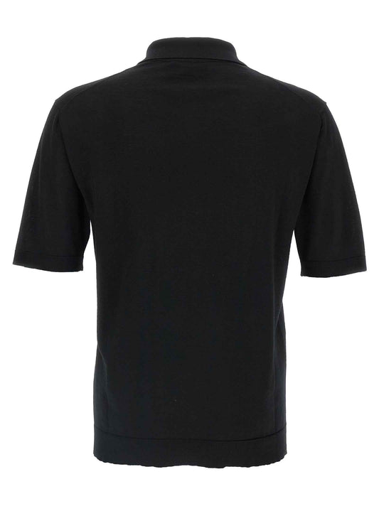 Black Wool Polo Shirt