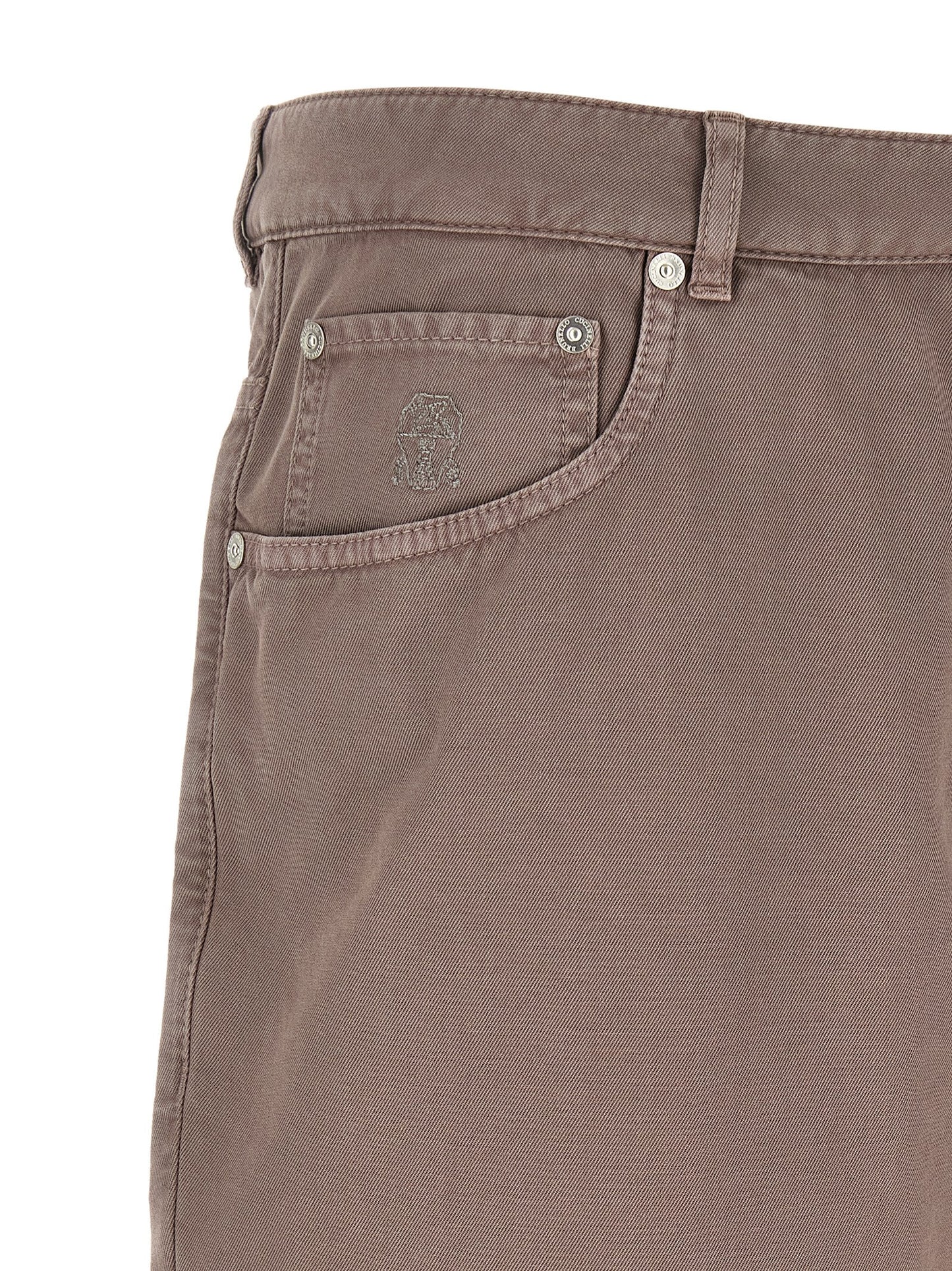 Brown Cotton Casual Pants
