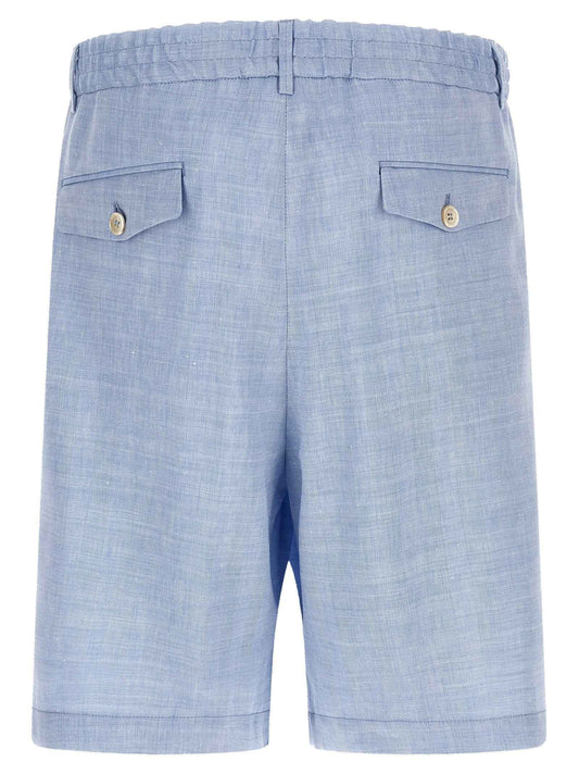 Blue Linen Bermuda Shorts