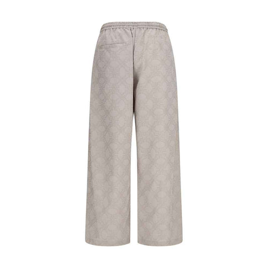 Beige Cotton Casual Pants