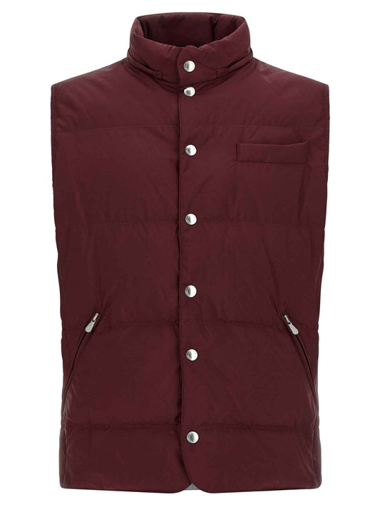 Bordeaux Polyester Sleeveless Jacket