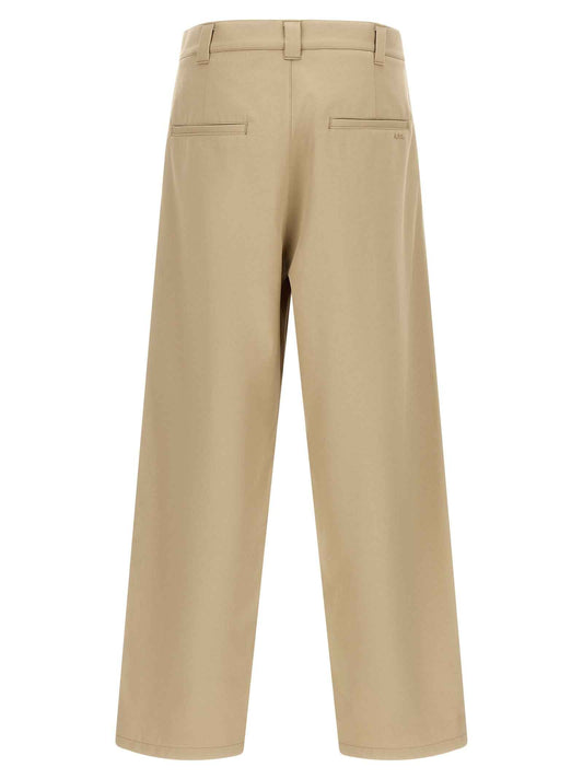 Beige Cotton Casual Pants