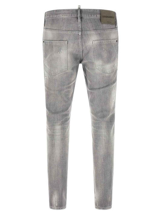 Gray Cotton Tapered Jeans