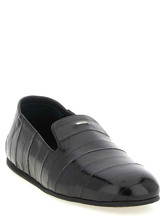 Black Leather Slip-On Loafers