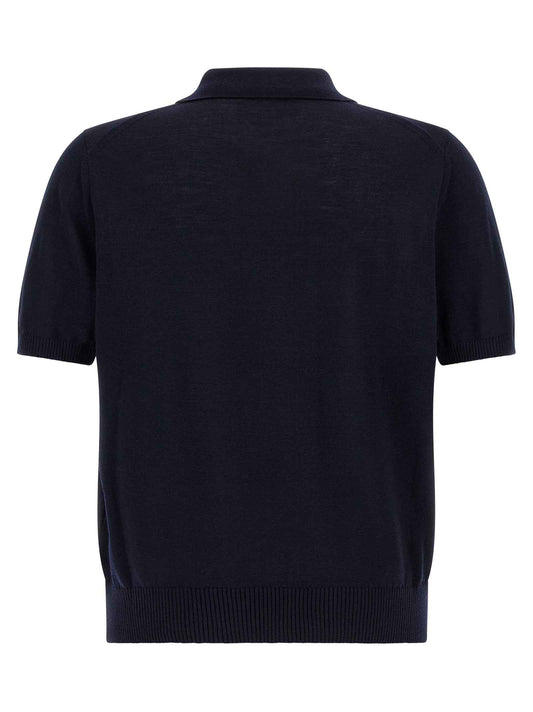 Blue Virgin Wool Polo Shirt