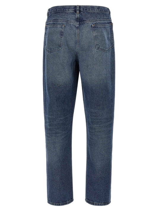 Blue Cotton Straight-Leg Jeans