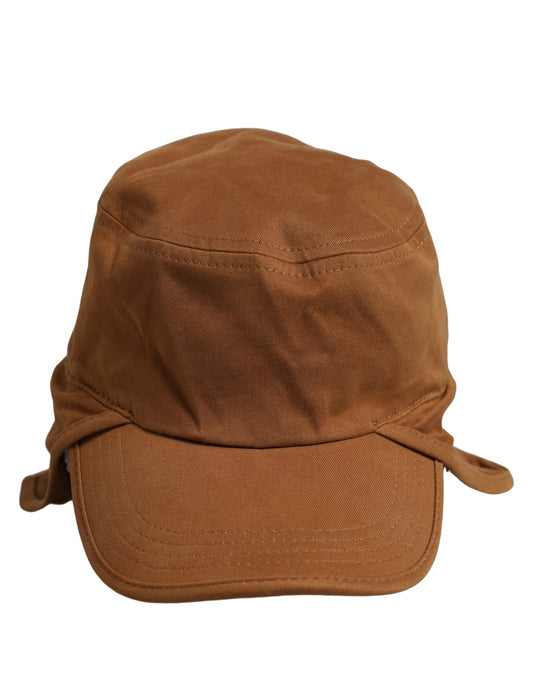 Men Brown Cotton Double Brim Baseball Cap Hat