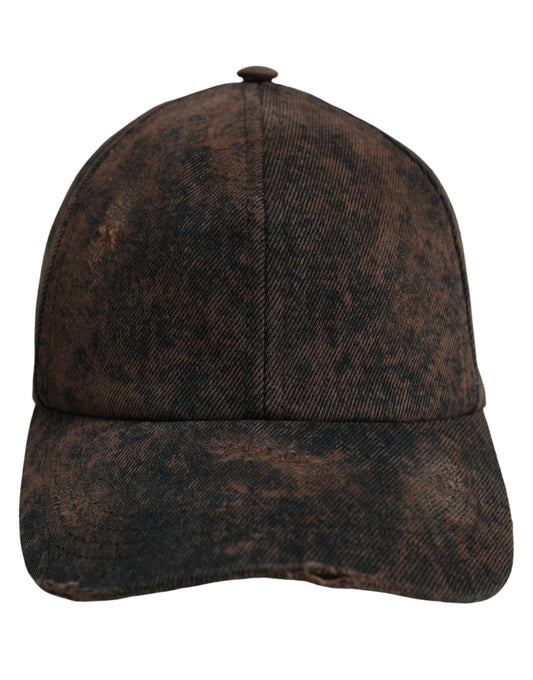 Men Brown Cotton Distressed Baseball Cap Hat