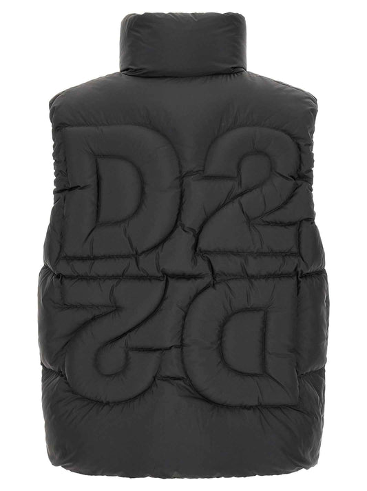 Black Polyester Sleeveless Jacket