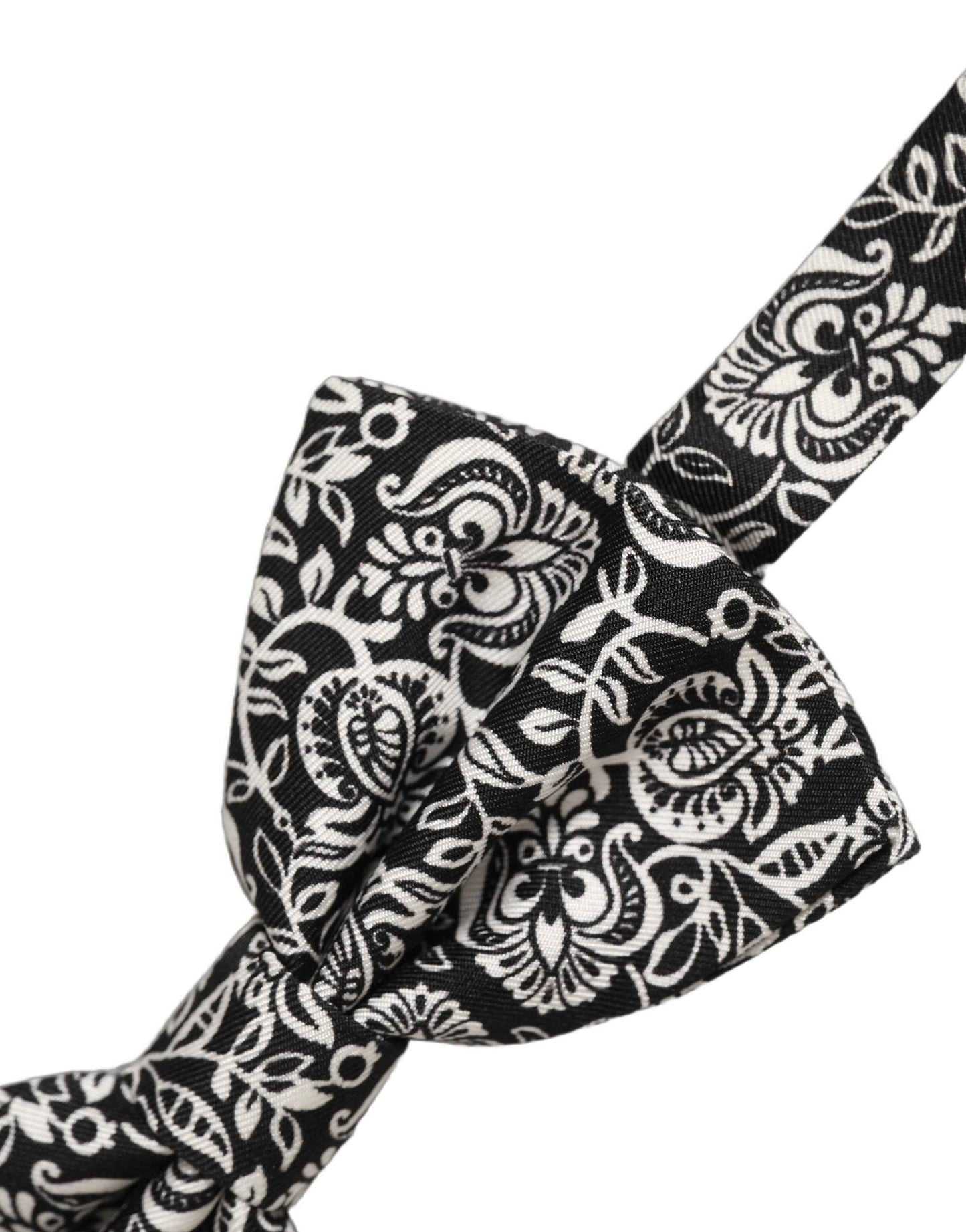 Tie Black White Paisley Silk Adjustable Neck Papillon Bow