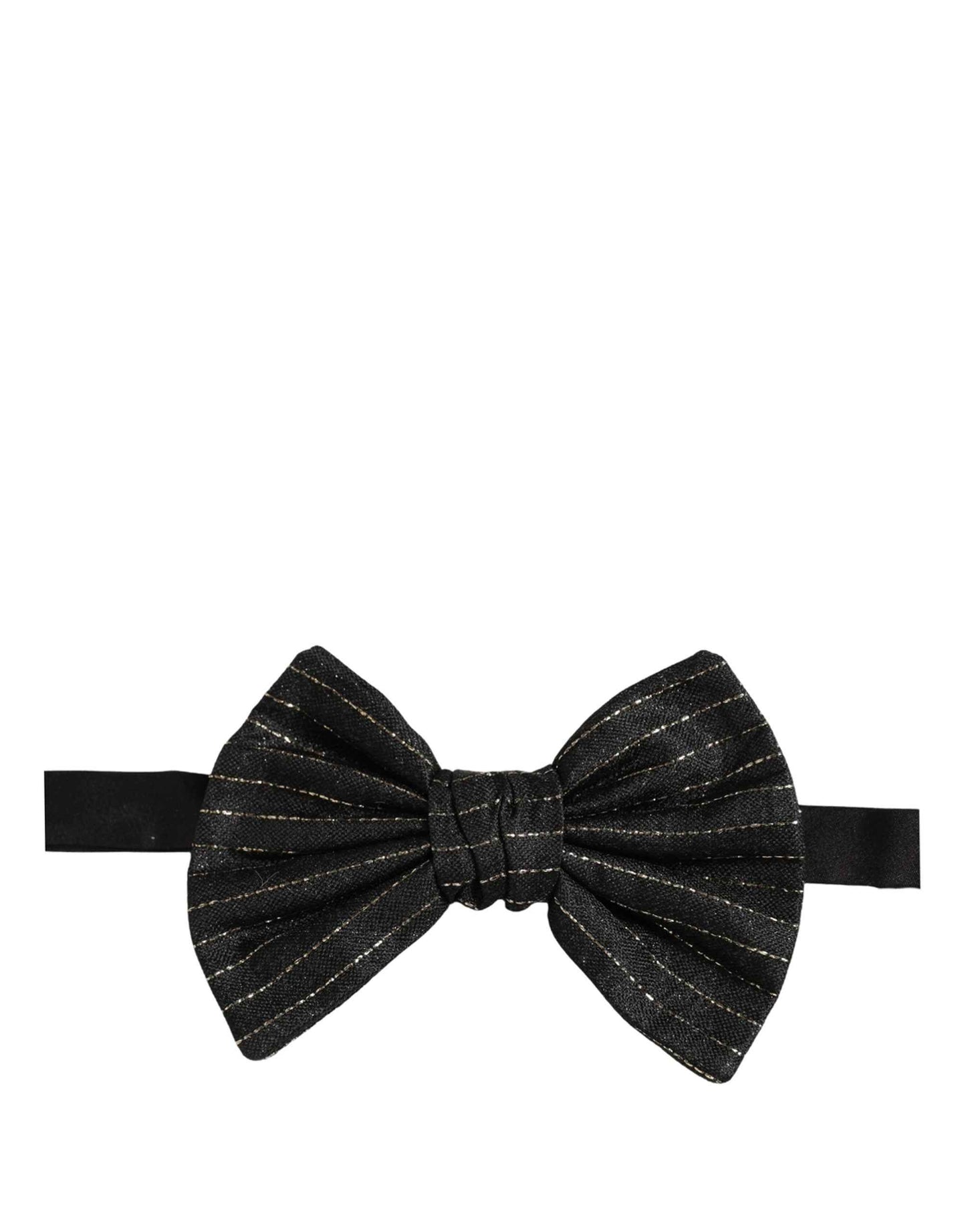 Men Black Pinstripe Silk Adjustable Neck Papillon Bow Tie