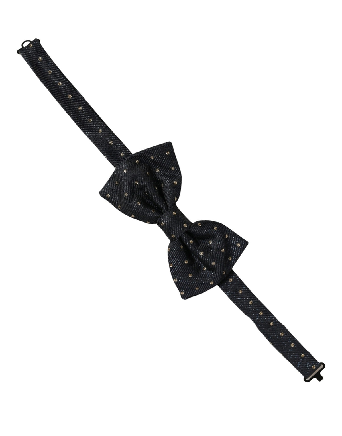 Men Dark Gray Polka Dot Silk Adjustable Neck Papillon Bow Tie