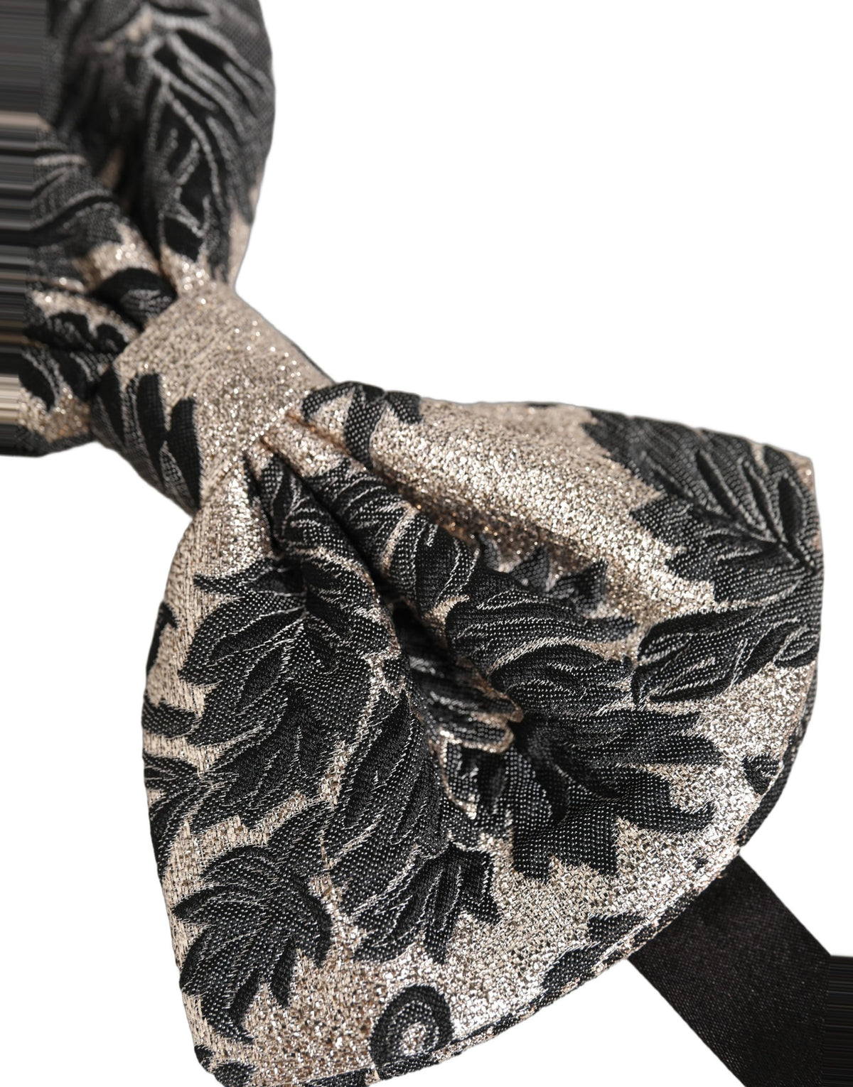 Men Dark Gray Silver Floral Adjustable Neck Papillon Bow Tie
