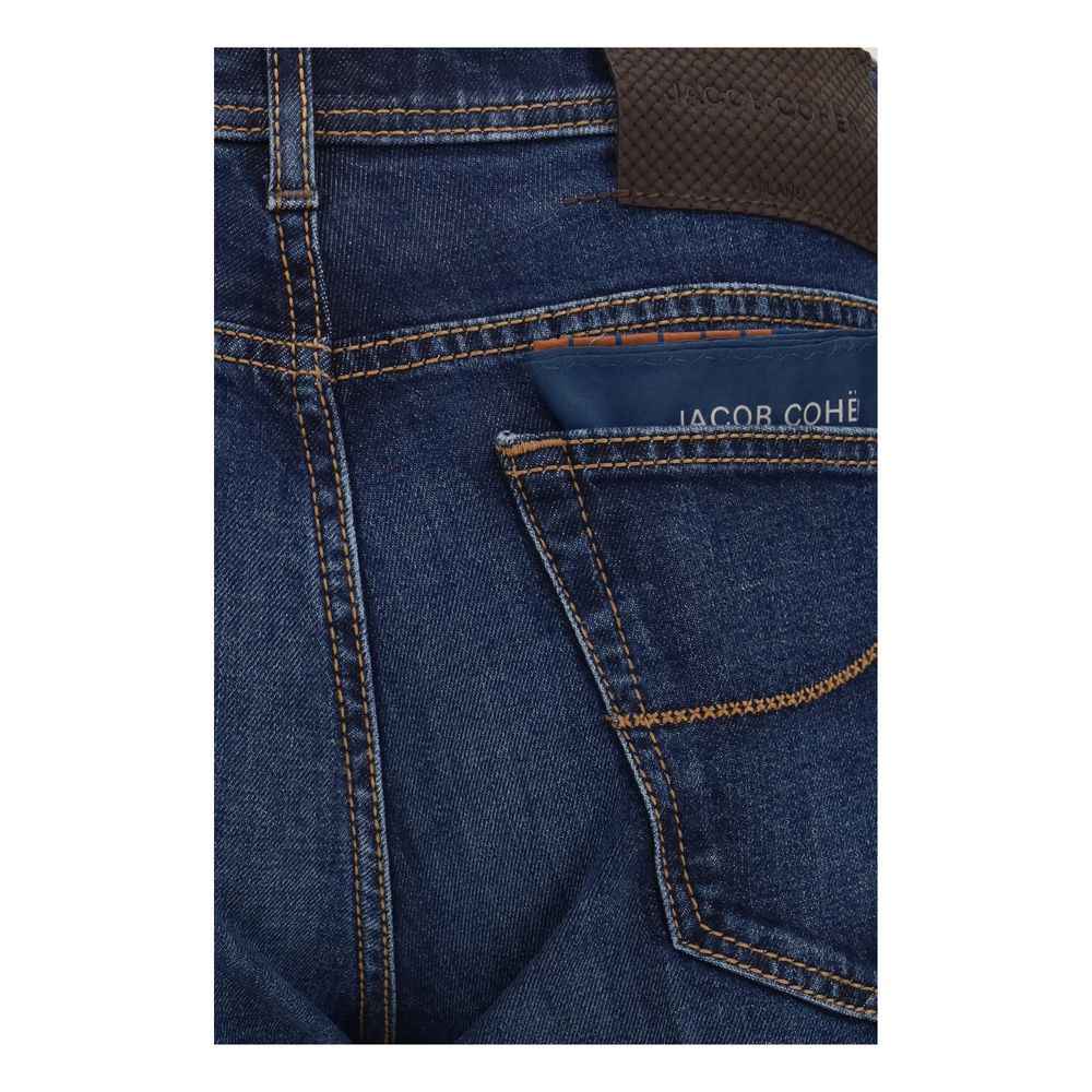 Blue Elastane Tapered Jeans