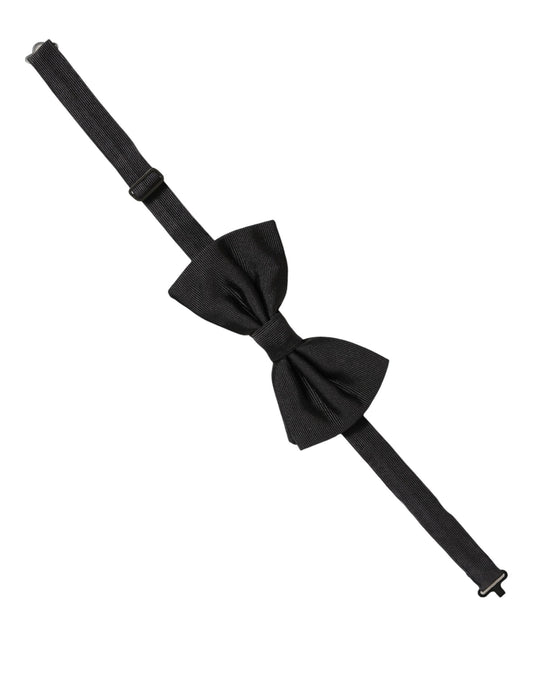 Men Black 100% Silk Adjustable Neck Papillon Bow Tie