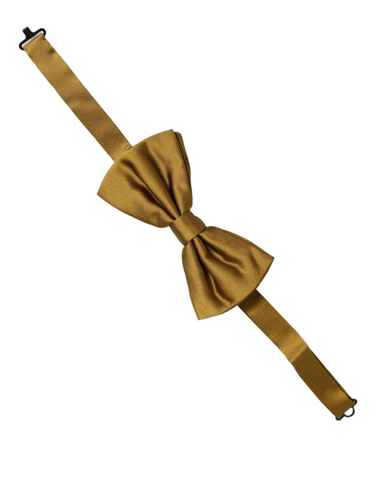 Men Mustard 100% Silk Adjustable Neck Papillon Bow Tie
