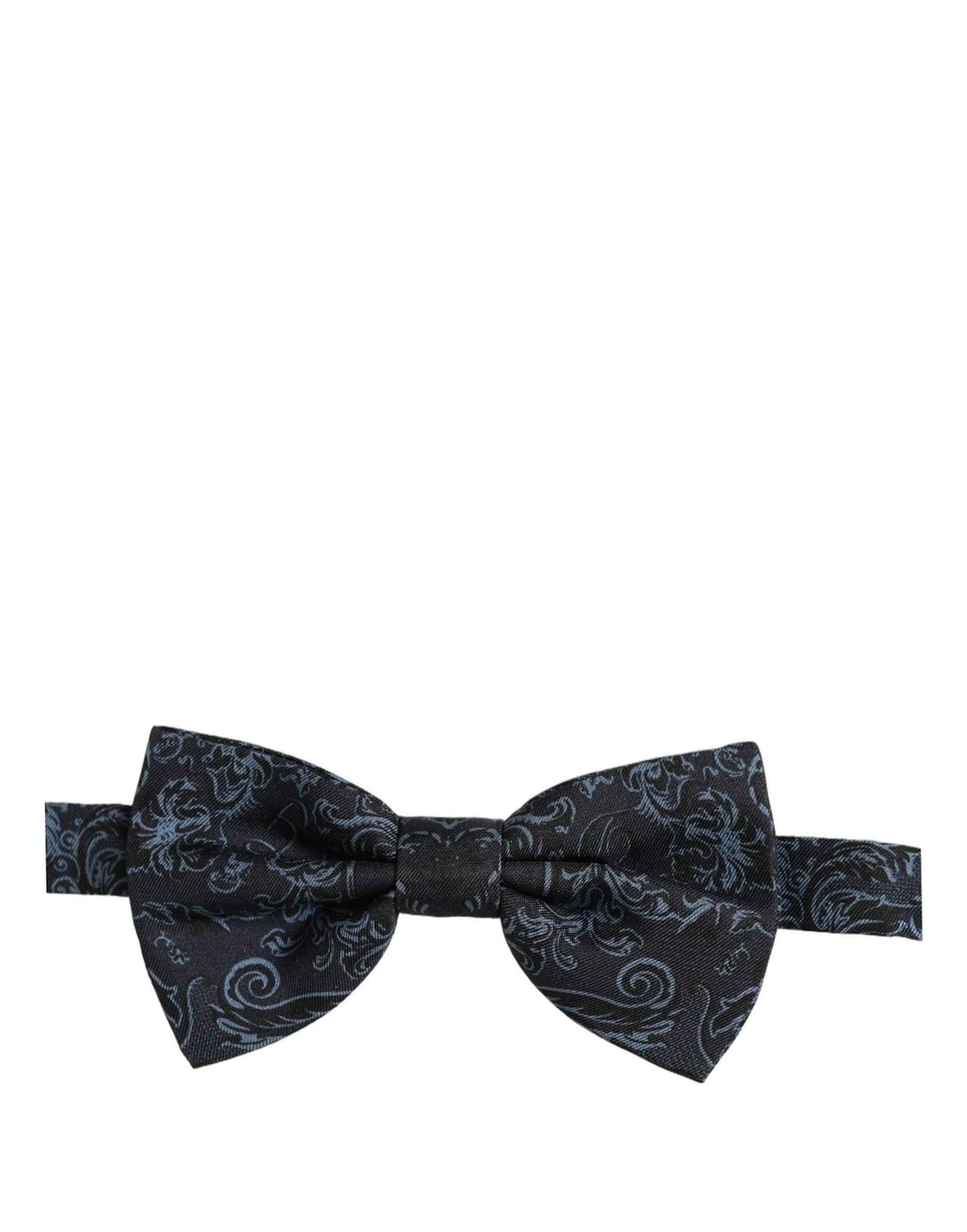 Men Black Blue Paisley Adjustable Neck Papillon Bow Tie