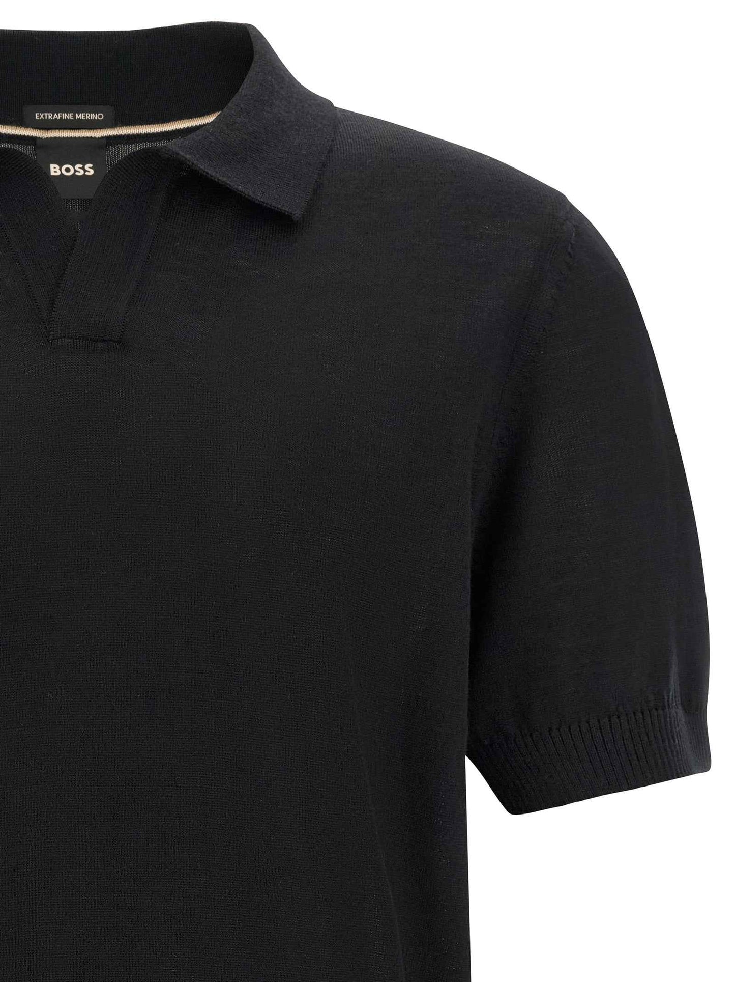 Black Virgin Wool Polo Shirt