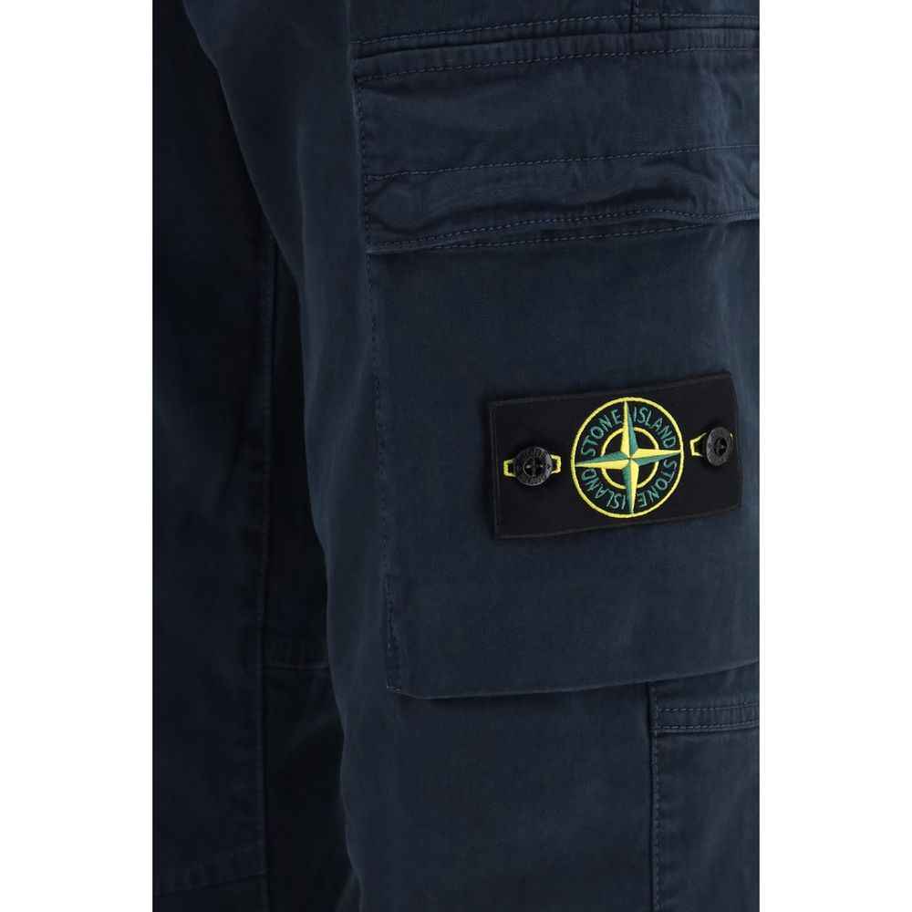 Blue Cotton Cargo Pants