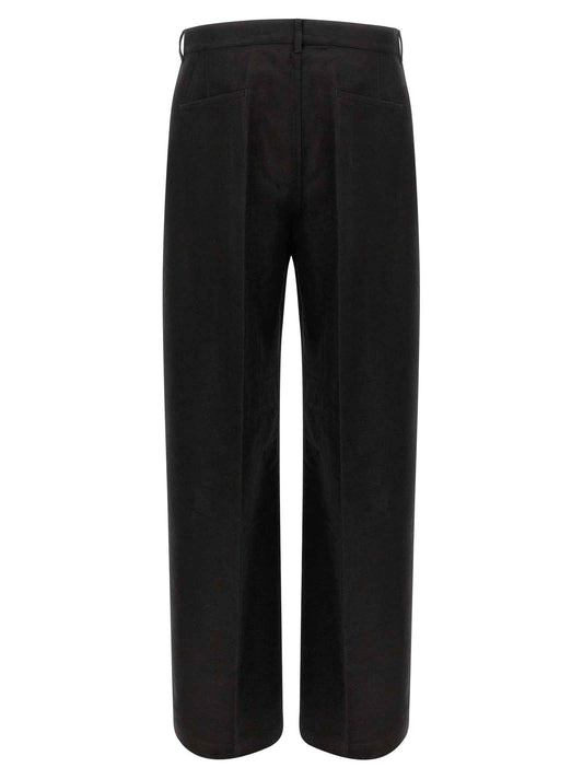 Black Ramie Casual Pants