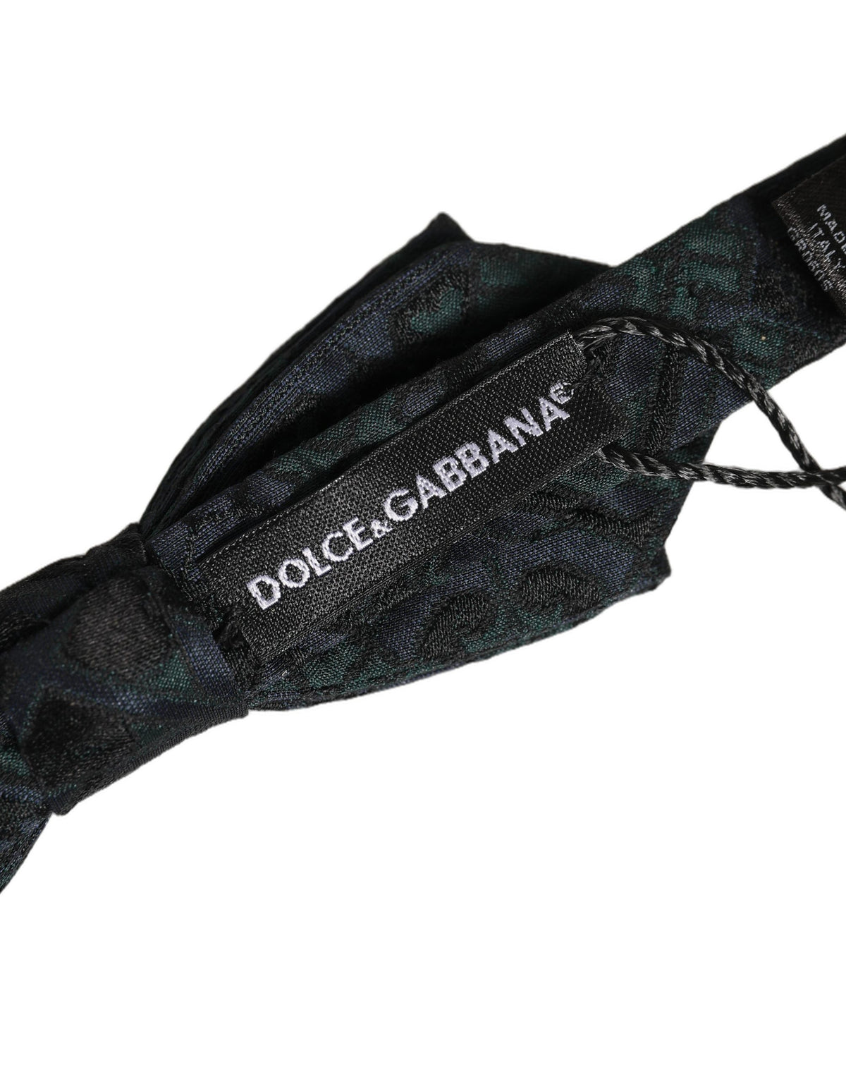 Men Black Green Paisley Adjustable Neck Papillon Bow Tie