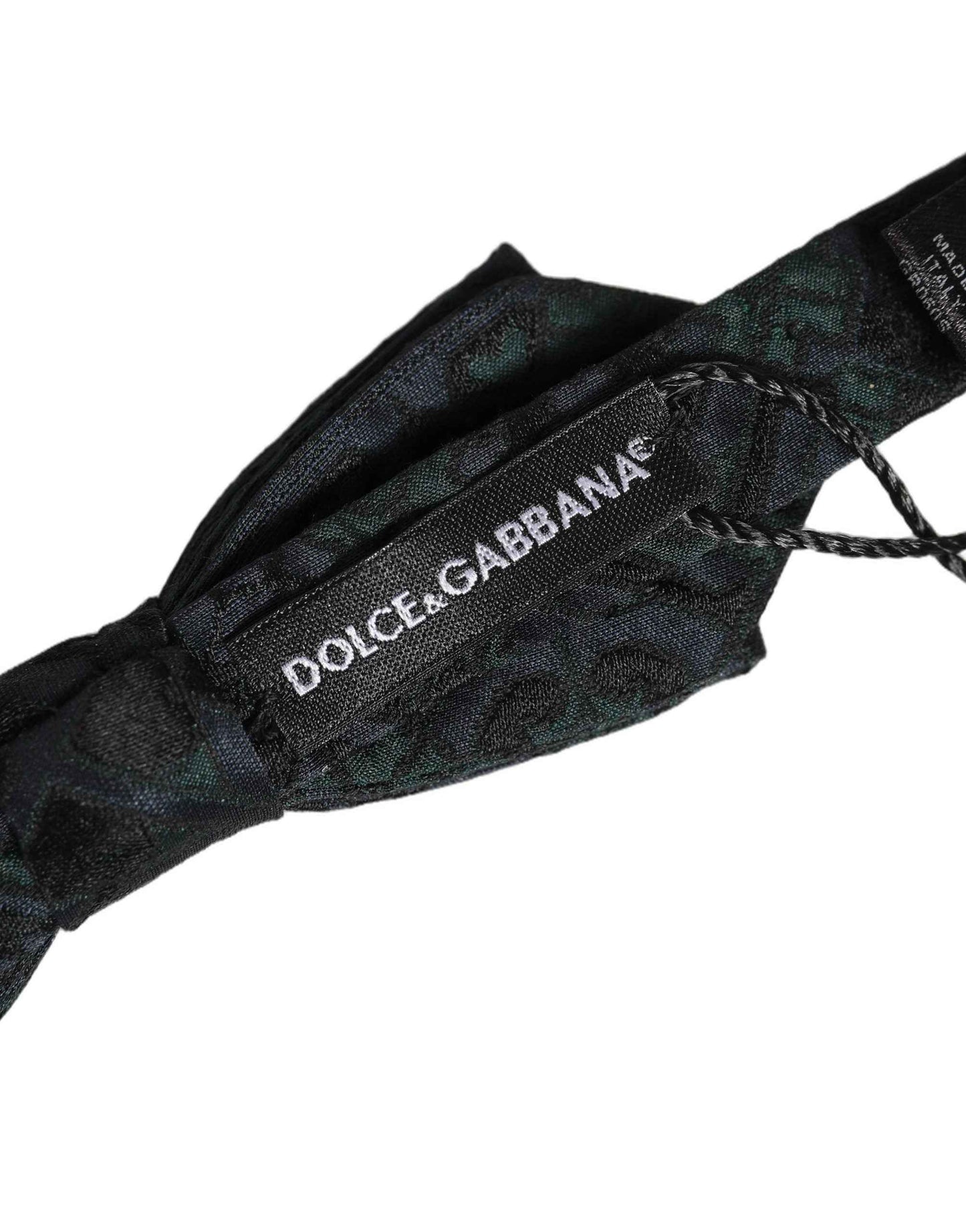 Men Black Green Paisley Adjustable Neck Papillon Bow Tie