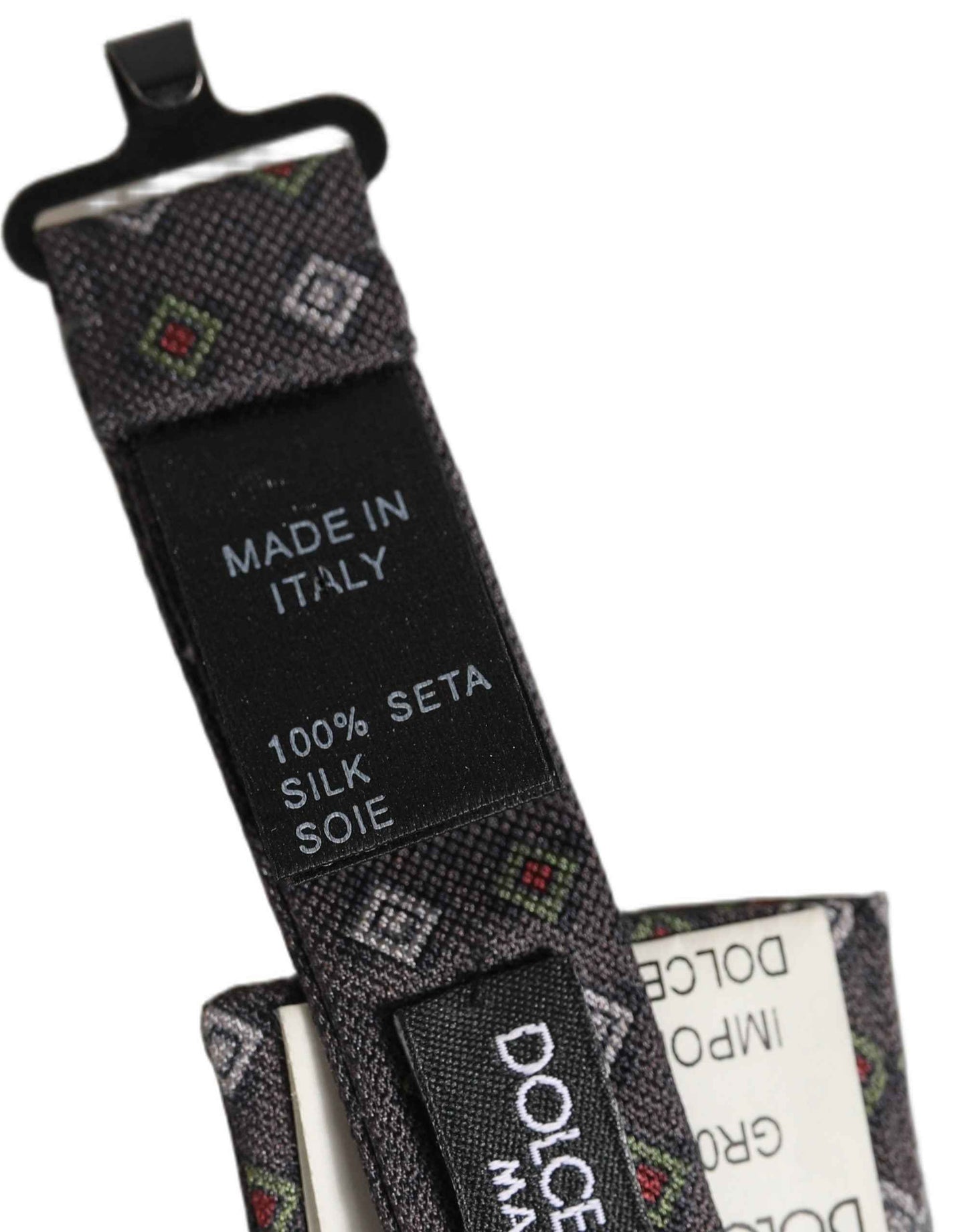 Men Dark Gray Geometric Adjustable Bow Tie