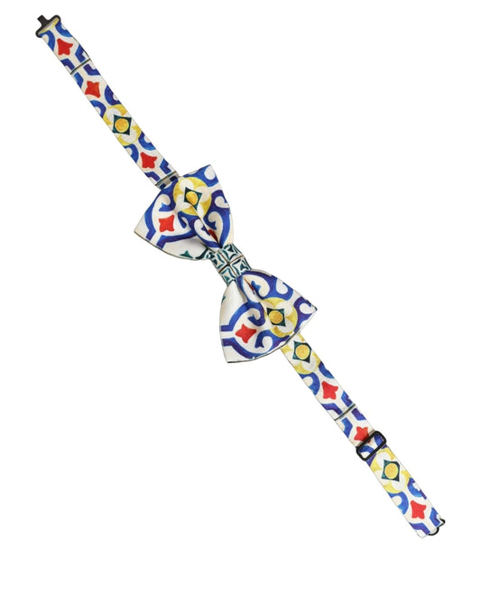 Men Multicolor Majolica Adjustable Neck Papillon Bow Tie