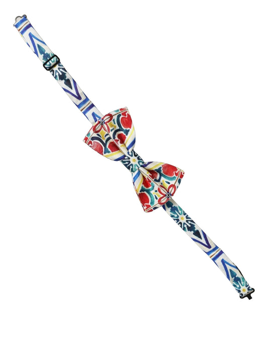 Men Multicolor Majolica Adjustable Neck Papillon Bow Tie