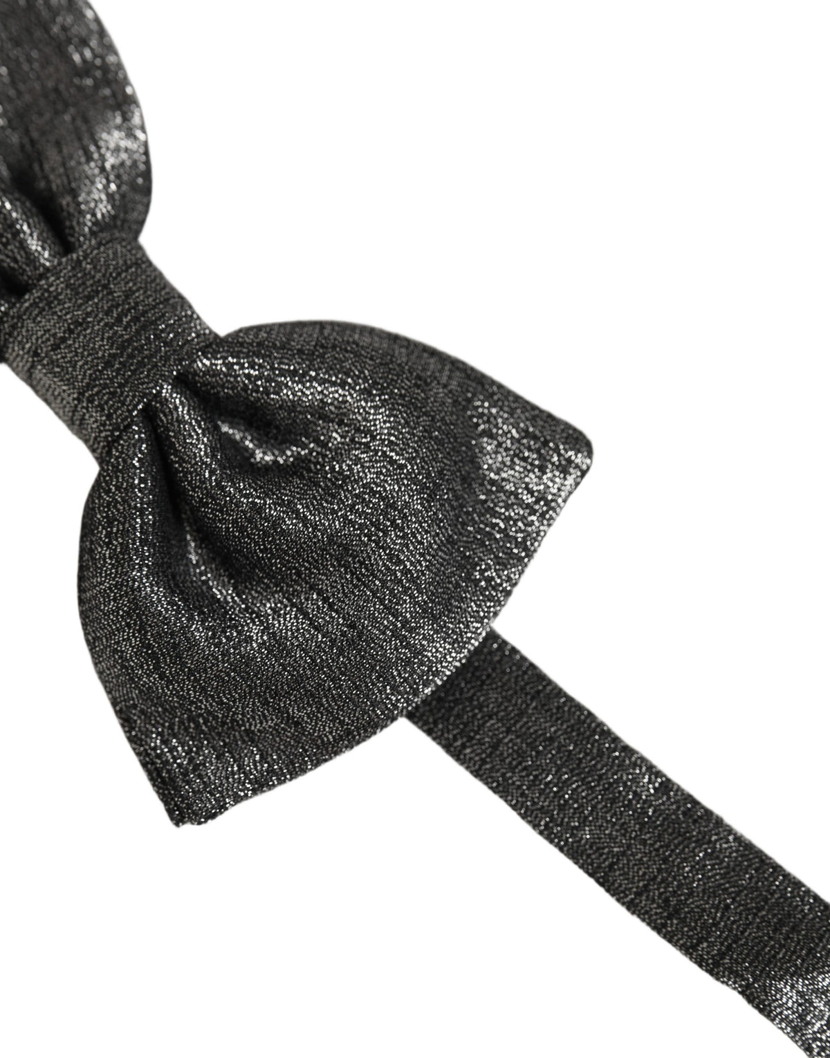Men Metallic Dark Gray Silk Adjustable Neck Papillon Bow Tie