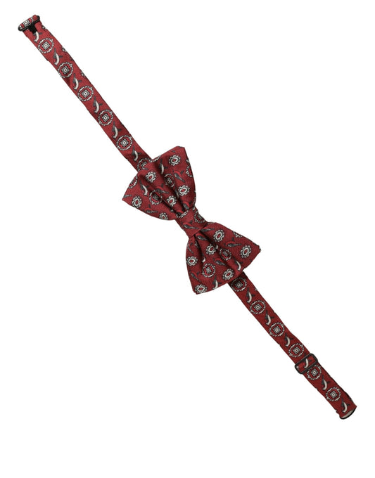 Men Bordeaux Floral Adjustable Neck Papillon Bow Tie