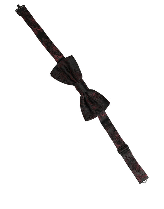 Burgundy Paisley Silk Adjustable Neck Papillon Bow Tie