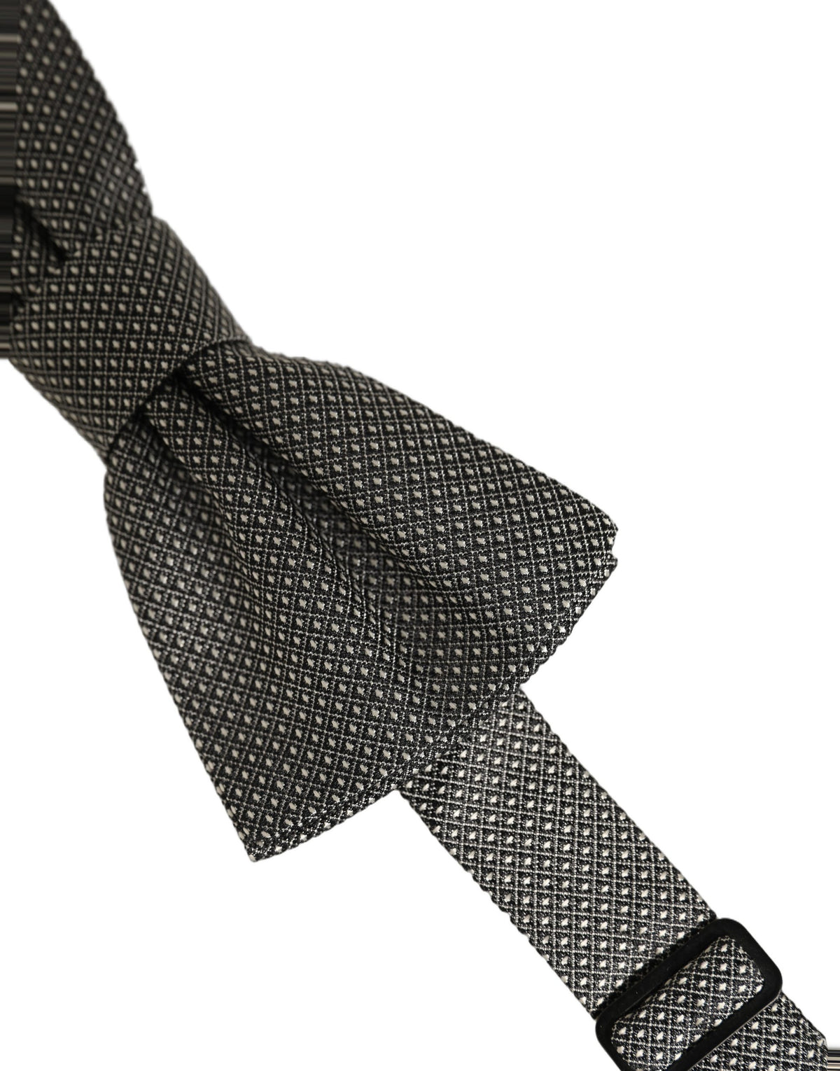 Men Gray Silk Patterned Adjustable Neck Papillon Bow Tie