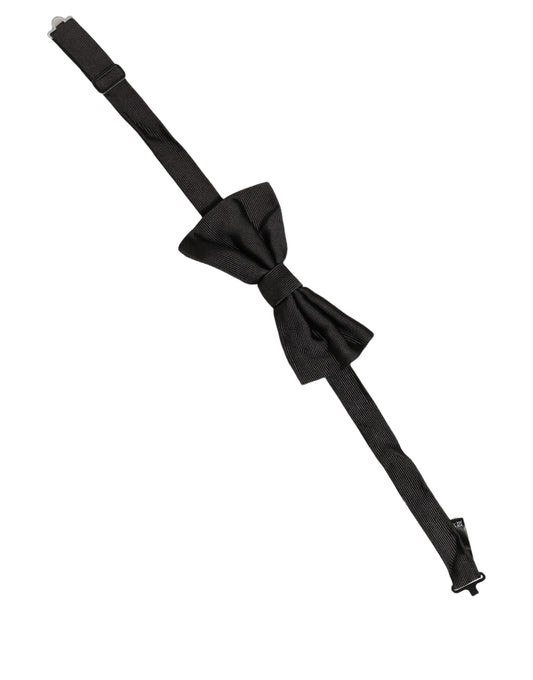 Men Black 100% Silk Adjustable Neck Papillon Bow Tie