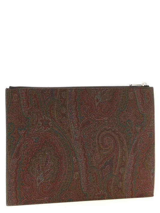 Brown Cotton Clutch Bag