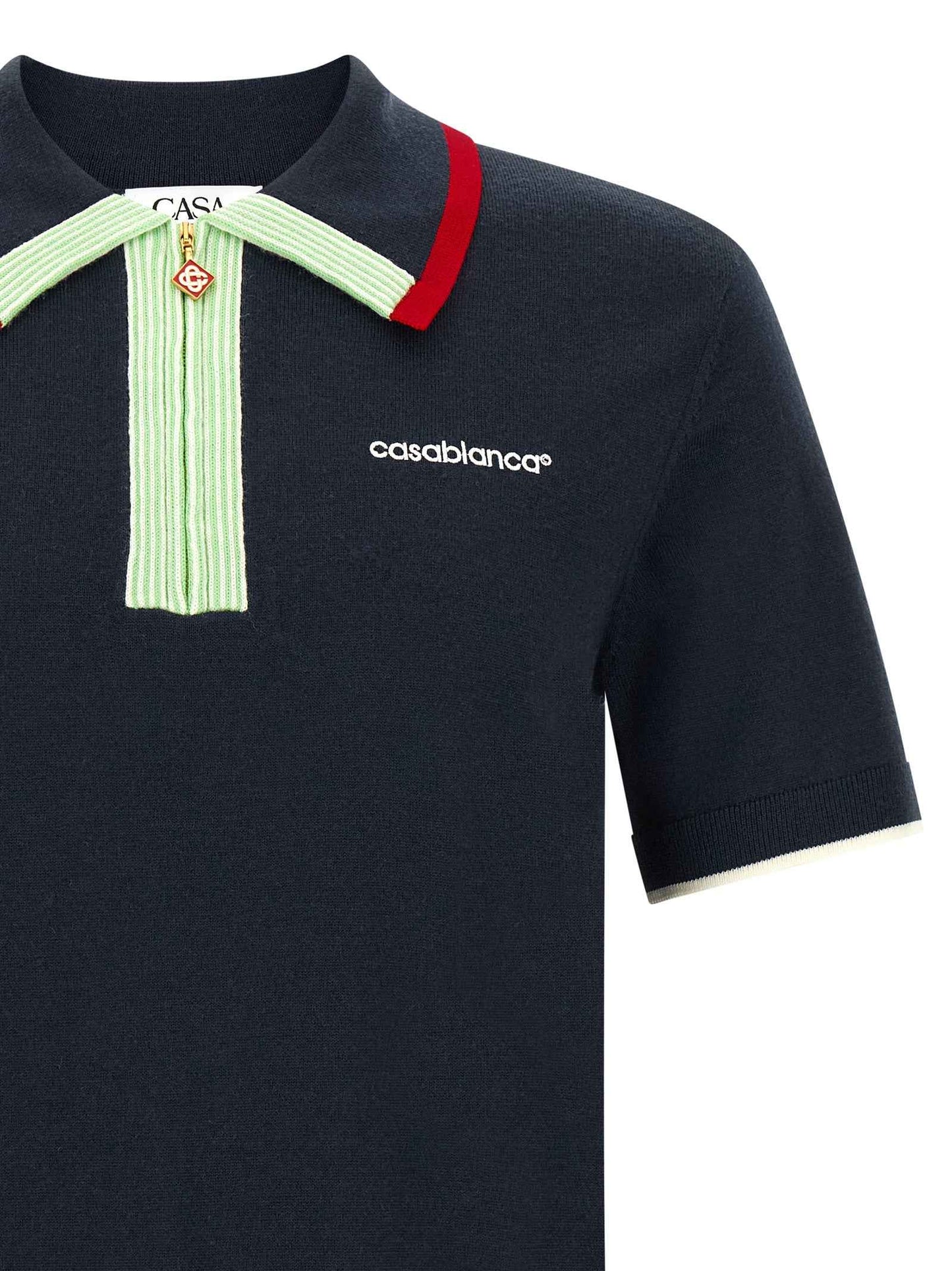 Blue Wool Polo Shirt