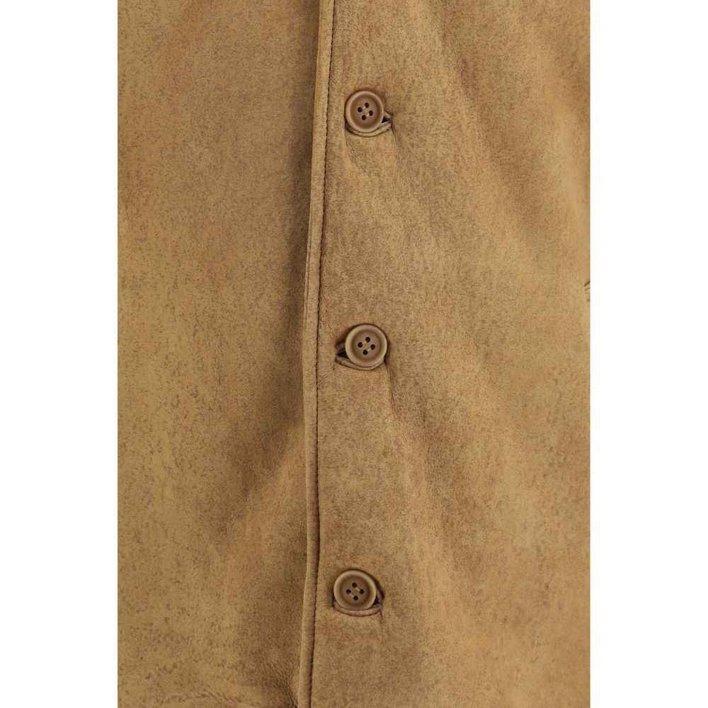 Brown Leather Full-Length Jacket