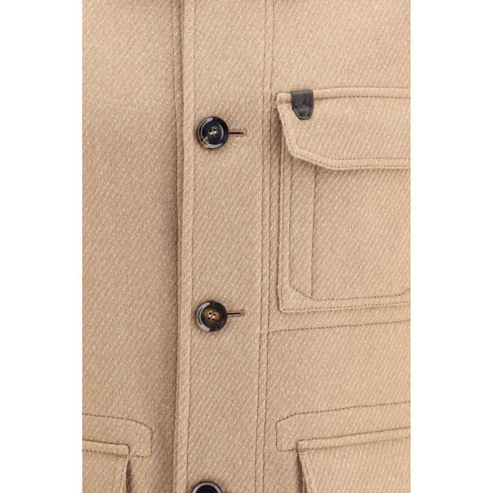 Beige Cashmere Leather Jacket