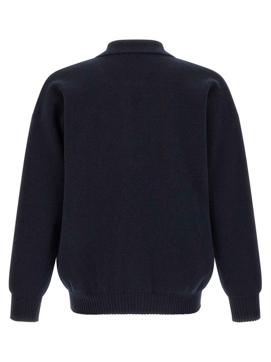 Blue Merino Wool Polo Shirt