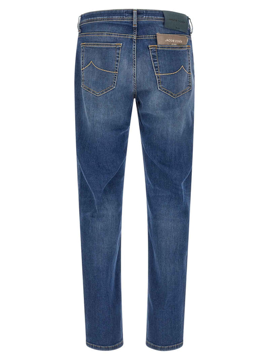 Blue Cotton Straight-Leg Jeans