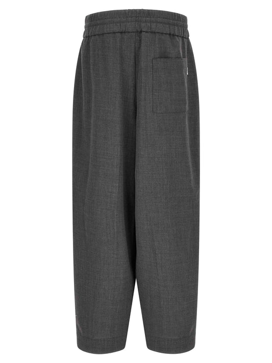 Gray Virgin Wool Casual Pants