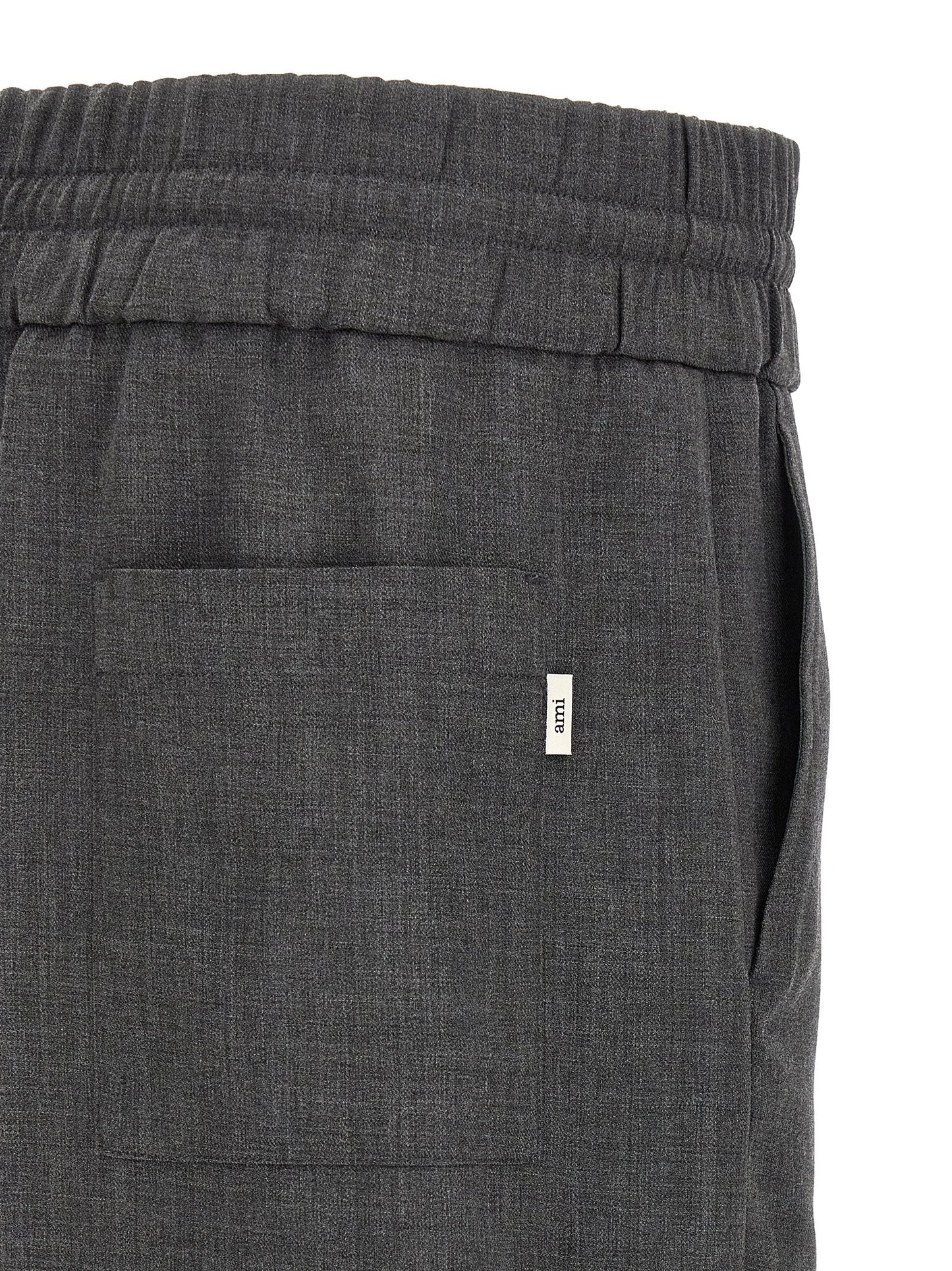 Gray Virgin Wool Casual Pants