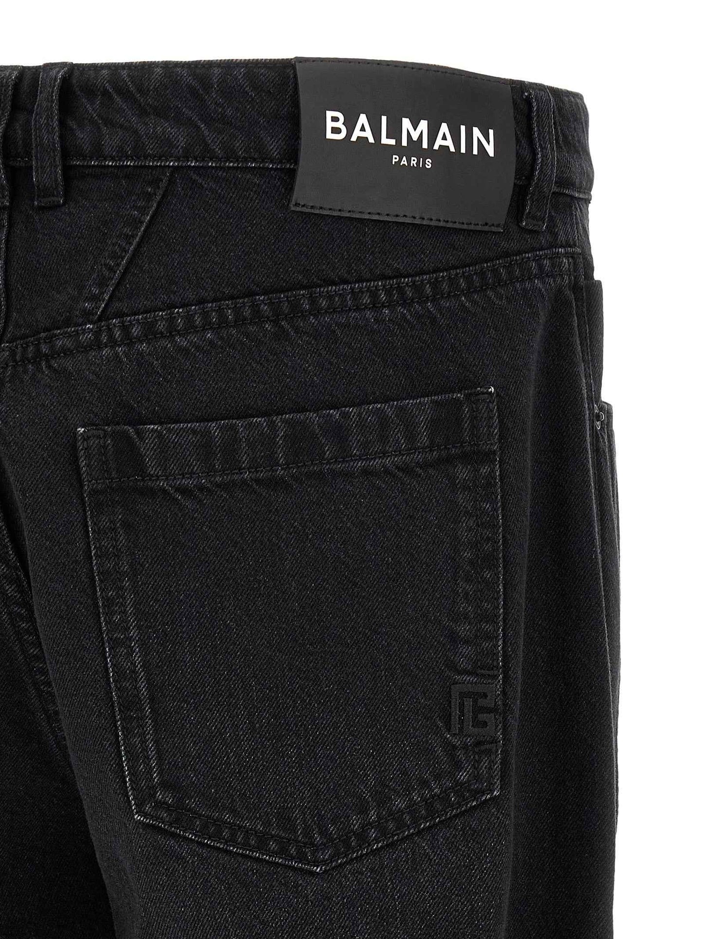Black Cotton Straight-Leg Jeans