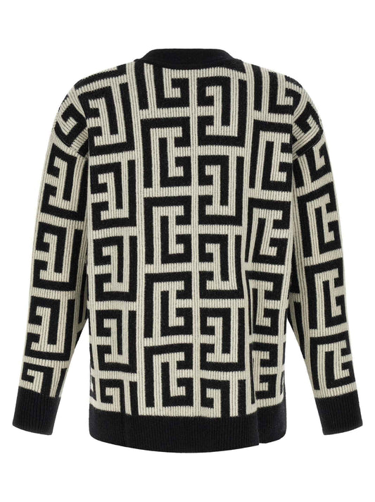 Bicolor Merino Wool Cardigan