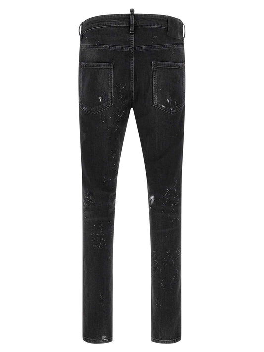 Black Cotton Slim Fit Jeans
