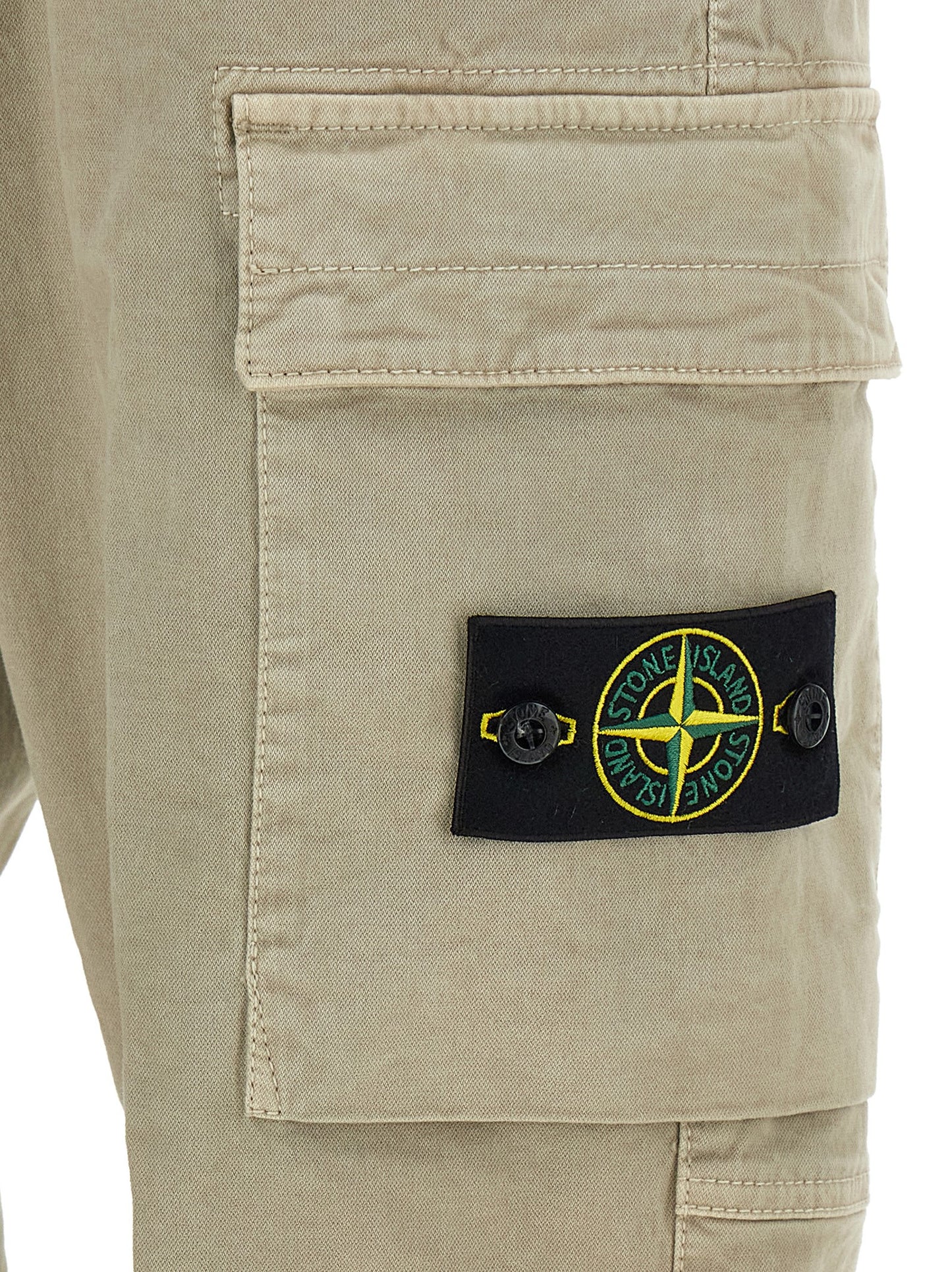 Beige Cotton Cargo Pants